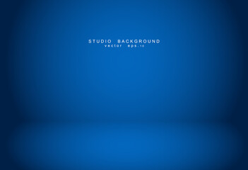 Empty blue studio room Backdrop. Light interior with copyspace f