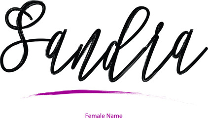 Sandra Female name - in Stylish Lettering Cursive Typography Text