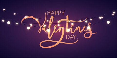 Valentine's Day card design with lights. Vector illustration