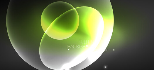 Neon ellipses abstract backgrounds. Shiny bright round shapes glowing in the dark. Vector futuristic illustrations for covers, banners, flyers and posters and other