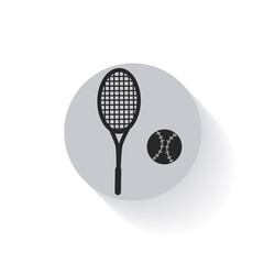 Tennis. Olympic sports. World game. Sports icon.
Vector drawing in cartoon style. Concept of sports equipment sign for games and entertainment. Healthy lifestyle.