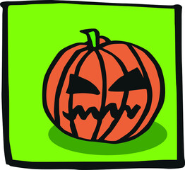 Halloween pumpkin original simple hand drawing converted to vector and colored 