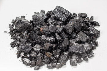 raw coal isolated in white background