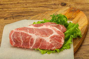 Raw pork meat neck steack