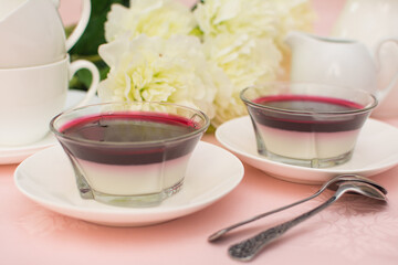 Delicious Italian dessert with fresh berry sauce.