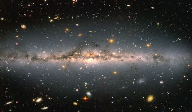 Panorama view of Universe with million galaxy on a night sky background - Far away our galaxy Milky way "Elements of this image furnished by NASA