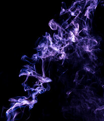 Purple smoke isolated on black background. Abstraction