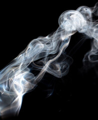 Smoke isolated on black background.