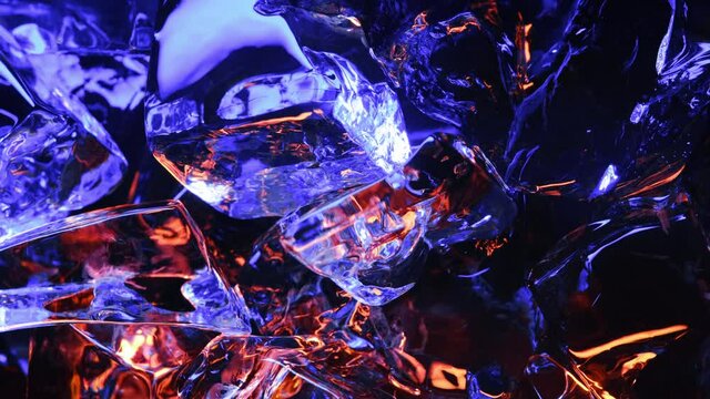fire and ice cubes on black background