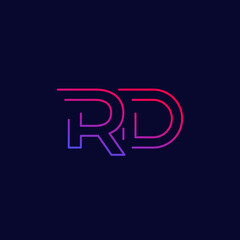 RD letters logo design, line vector