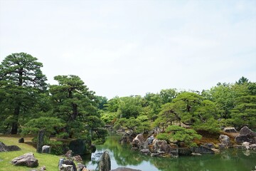 Fototapeta na wymiar Ninomaru park at Former Imperial Villa Nijo-jo, Nijo Castle, in Kyoto, Japan - 京都 二条城 二の丸公園 