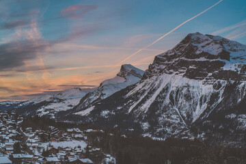 Sunset in the Alps - looking out from Les Carroz