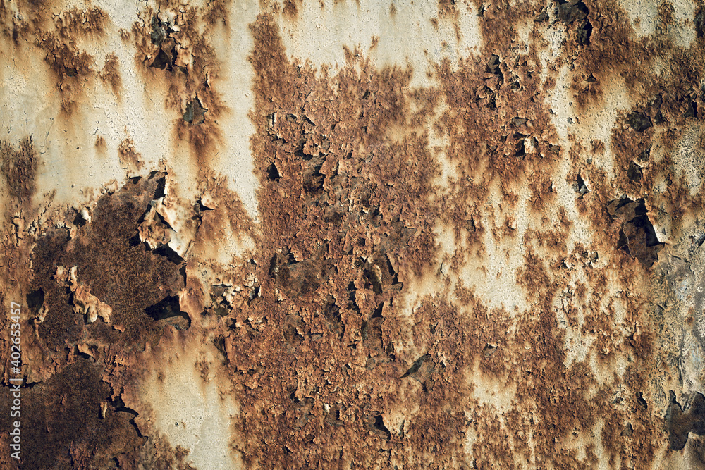 Wall mural rusty worn metal iron steel surface . metal texture close up