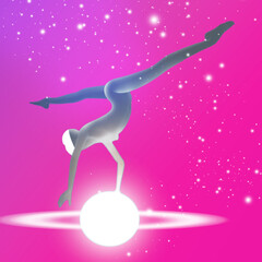 Obraz na płótnie Canvas 3d rendering di una ballerina nello spazio