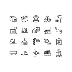 Delivery, logistics line icons set. Contains such Icons as Warehouse,  Loading, Express Delivery and more. For presentation, graphic design, mobile application, web design. Editable Stroke