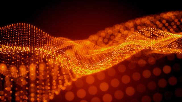 Medical Innovation concept. Scientific information represented as a High Tech Futuristic Particle Network. Abstract background. 3D render