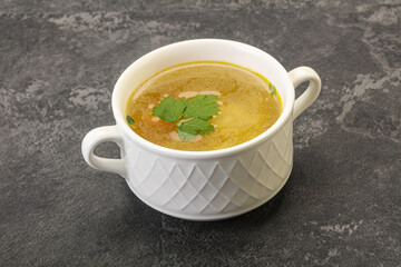 Tasty chicken soup with carrot