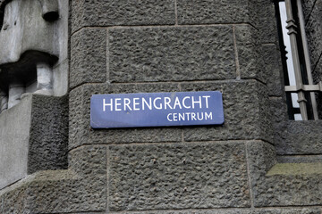 Street Sign Herengracht At Amsterdam The Netherlands 2019