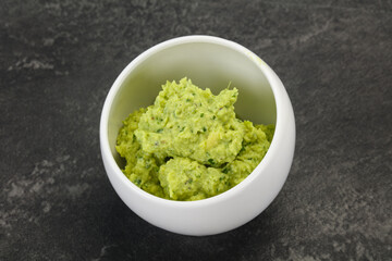 Avocado guacamole sauce with chili pepper