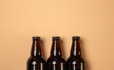 full beer bottles on a monotone background