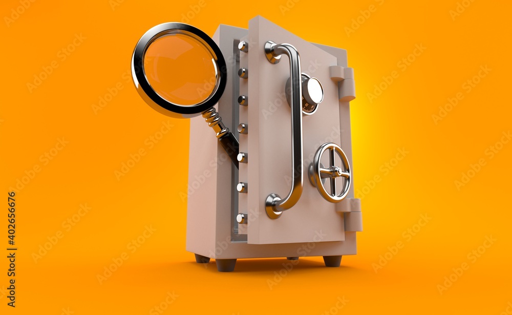 Canvas Prints magnifying glass inside safe