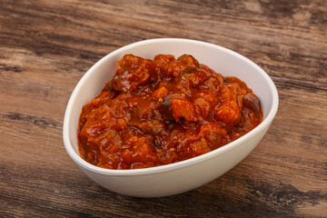 Eggplant saute with tomato and herbs