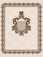 Vintage background with decorative border and patterns.