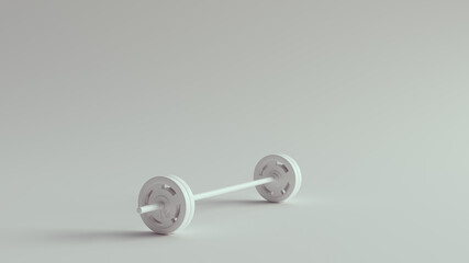 White Barbell with 2 Heavy Weights on 3d illustration 3d render