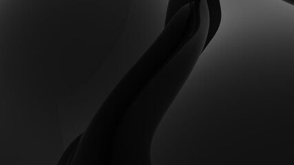 Abstract black background. Smooth black wave. Glossy Plastic. Dark luxury texture. Oil, petroleum. Black tar, gum. 3d rendering