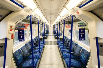 interior of a london tube - obrazy, fototapety, plakaty