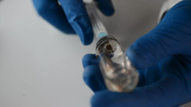Medical Syringe injection vaccine close up