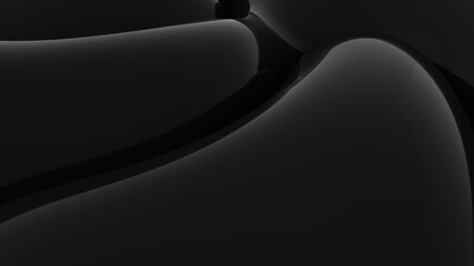 Abstract black background. Smooth black wave. Glossy Plastic. Dark luxury texture. Oil, petroleum. Black tar, gum. 3d rendering