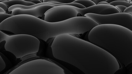 Fototapeta na wymiar Abstract black background. Smooth black wave. Glossy Plastic. Dark luxury texture. Oil, petroleum. Black tar, gum. 3d rendering
