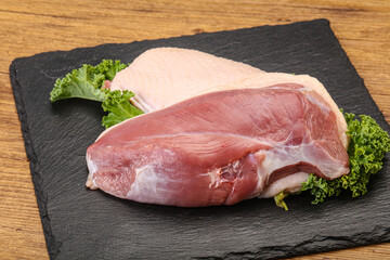 Raw duck breast for cooking