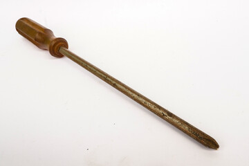 old screwdriver isolated on white background