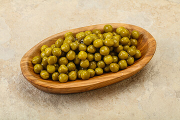 Marinated green pea in the bowl