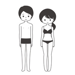 健康な水着姿の男女