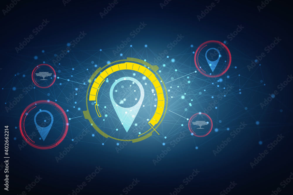 Poster 2d rendering red map pointer