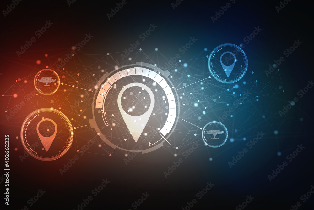 Poster 2d rendering red map pointer