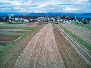 Fototapeta premium Geometries of nature and man. View from above.