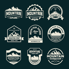 set of adventure and mountain logo