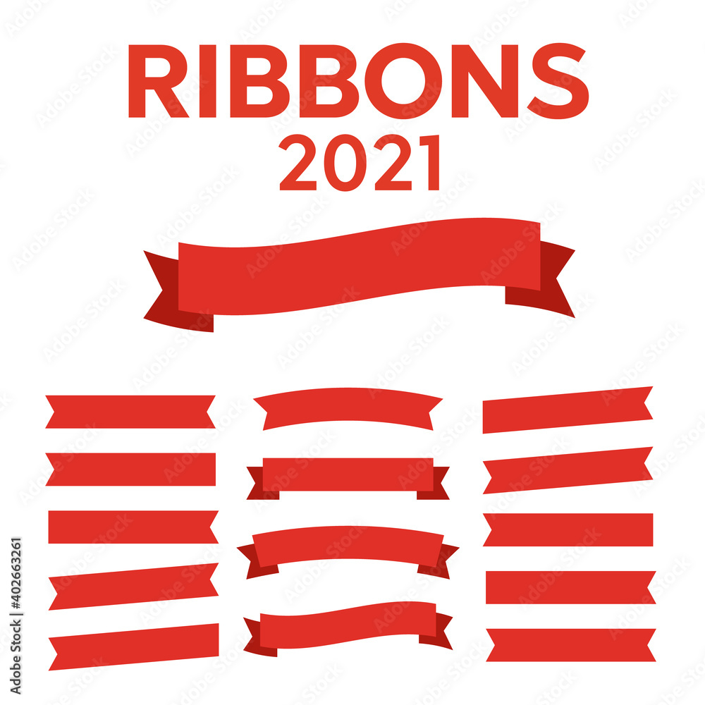 Wall mural glossy red ribbon vector. banner ribbon vector set