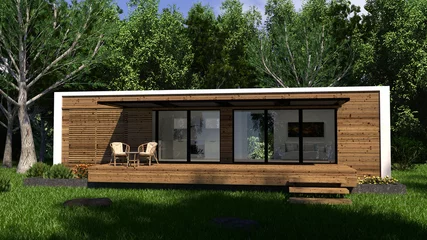 Foto op Plexiglas tiny house in the woods © weissdesign