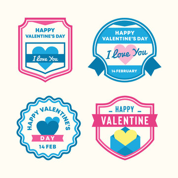 Valentine's day label collection in flat design