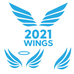 Fototapeta na wymiar Wings logotype set. Bird wing or winged logo design. Bird wings vector logo. Vector angel winged label