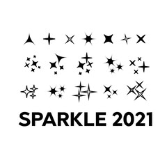 Naklejka premium Sparkle lights stars set. Glowing light effect star.