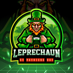 Fototapeta na wymiar St. Patricks day leprechaun mascot esport logo design.
