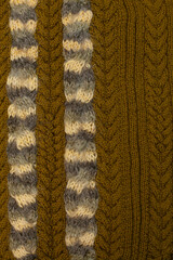Wool knitted canvas in  mustard color with ribs  and moheir cables, hand knit, pattern