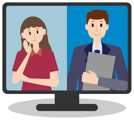 Fototapeta premium オンラインで相談する人のベクターイラスト