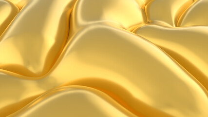 Beautiful Gold satin or silk background. Gold digital fabric background. Gold texture. 3d rendering